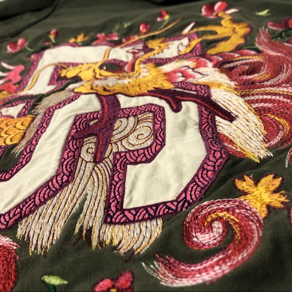 Lucky Brand Hoodie Embroidered Zip Sweatshirt Dragon Design Vintage Artwear  XL - Picture 11 of 12